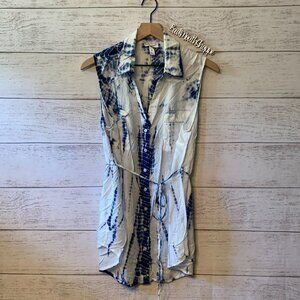 Liz Lange Maternity for Target Indigo Blue White Tie Dye Sleeveless Blouse